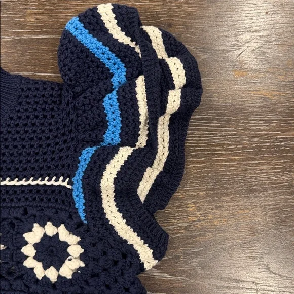 NWT Rails Penelope Crochet Top Sweater Blue Navy  
Striped Size S Flutter Sleeve - Picture 13 of 13